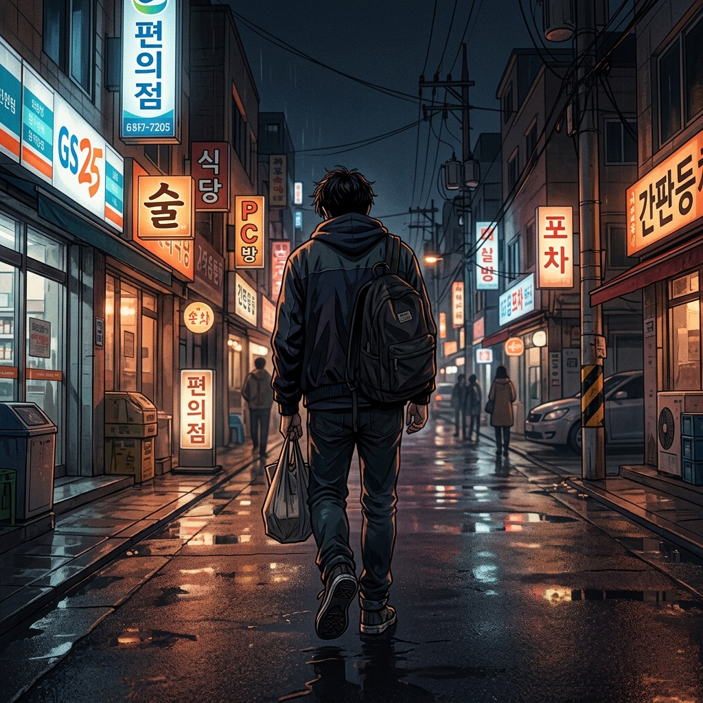 혼자 걷는 퇴근길 / 발걸음 / 어깨가 처진 뒷모습